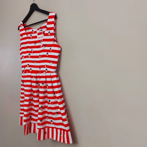 Kling red and white stripe icecream fit and flare dress - Picture 7 of 10
